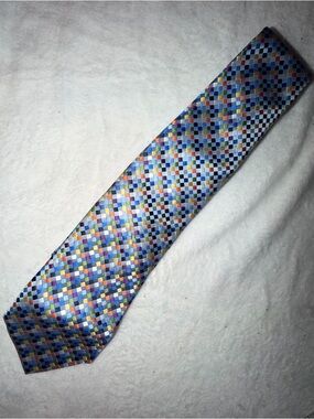 Charles Tyrwhitt Multi-Color Checkered Silk Tie - Blue